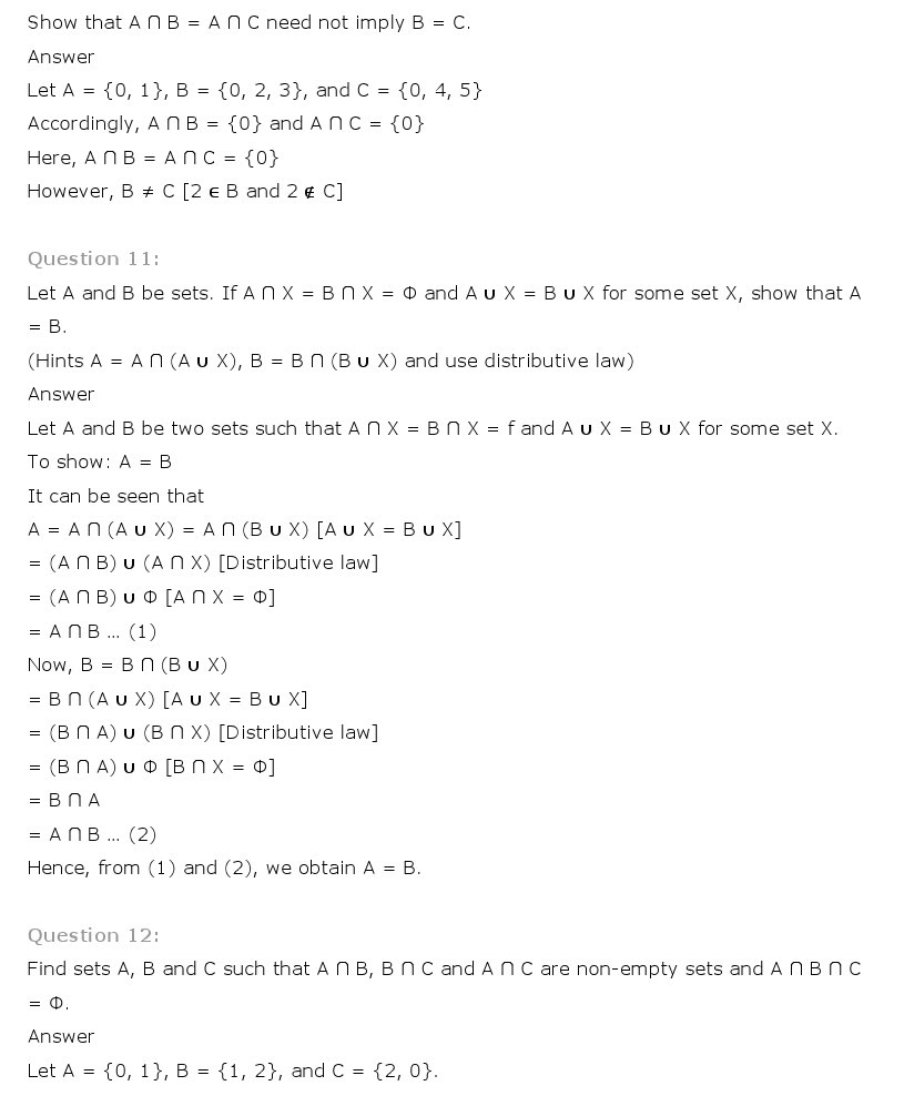 NCERT Solutions for Class 11th Maths Chapter 1 - Sets