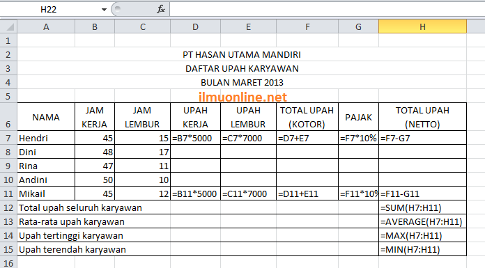 Contoh Soal Excel Untuk Tes Kerja Dan Jawabannya Kumpulan Soal Pelajaran 3