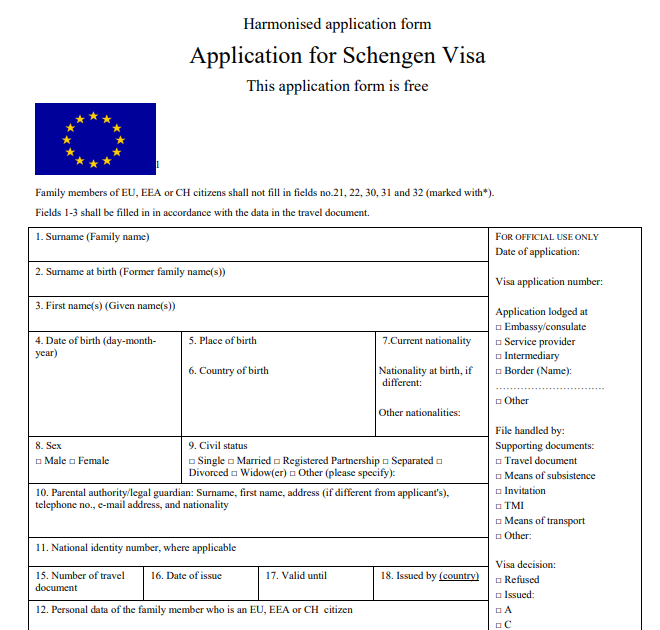 Denmark Visa Application Form - Mirahs