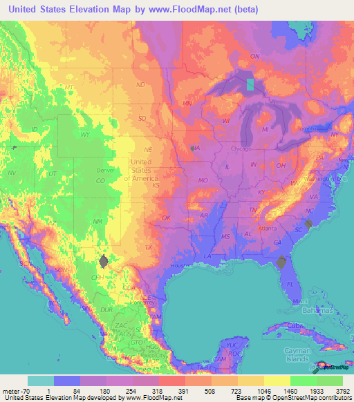 Us Elevation Map - CYNDIIMENNA