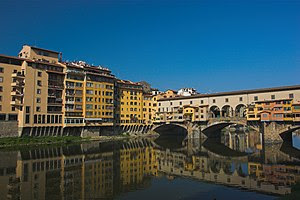 Ponte Vecchio and bank of Arno in Florence, It...