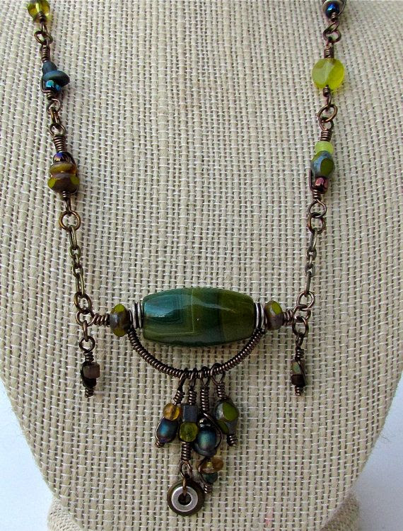 wire wrapped necklace with bohemian influenced by magpiesTrinket, $40.00