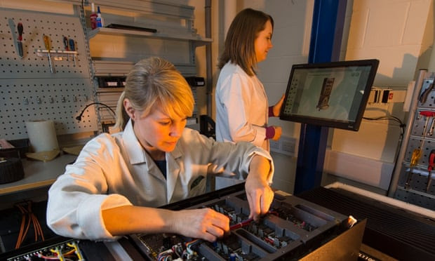 Staff working on the 'statement' systems at Naim Audio.