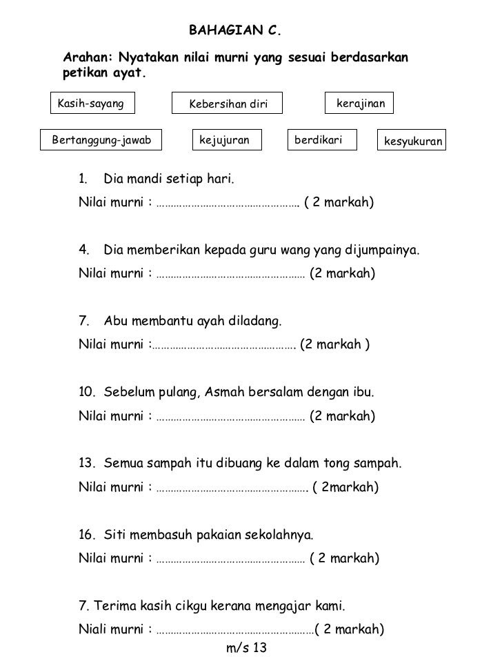 Soalan Darjah 3 Bahasa Melayu Kuora 5