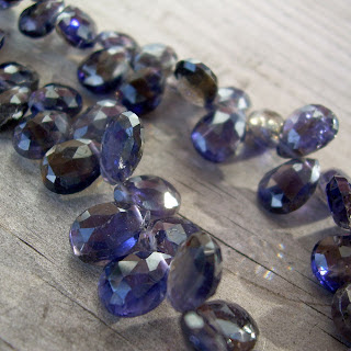 faceted iolite briolettes