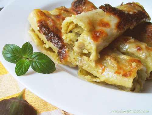 Cannelloni su artišokais ir bazilikų pestu