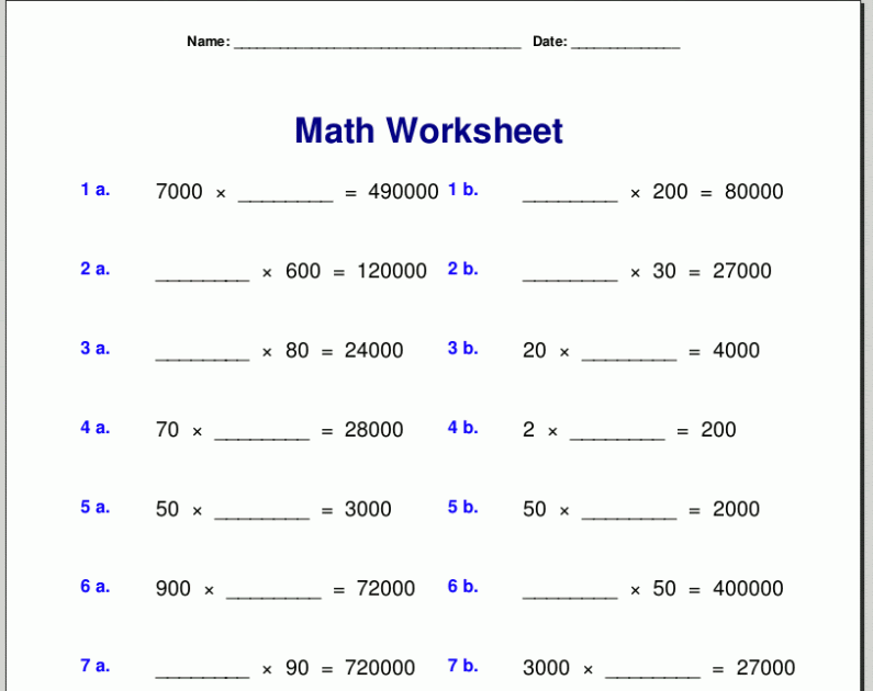 Algebra Worksheets For 4Th Grade / 4th Grade Math Review - Spiral