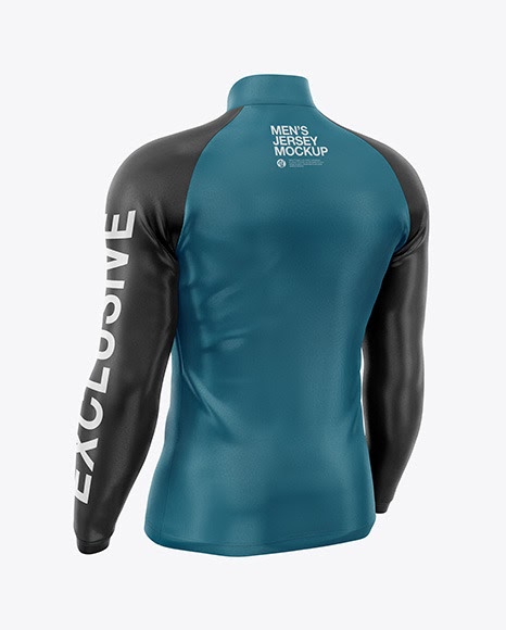Download Mens Jersey With Long Sleeve Mockup Backt Half Side View ...