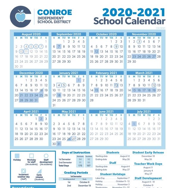 Conroe Isd 2021 Calendar Year | Calendar Sep 2021