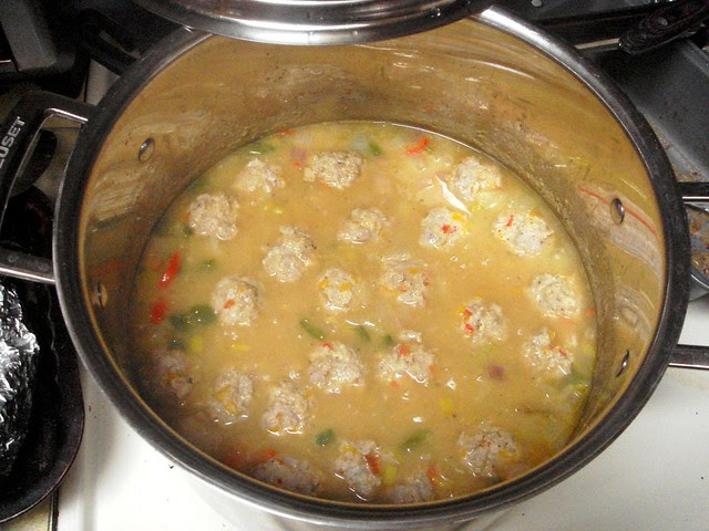 southwestern split pea soup with turkey meatballs