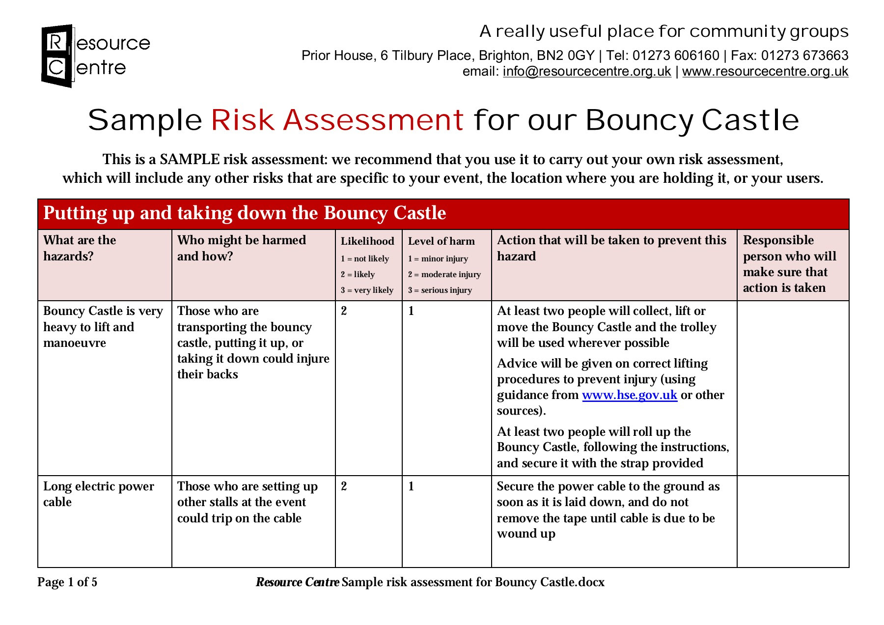 Risk Assessment Sample Classles Democracy