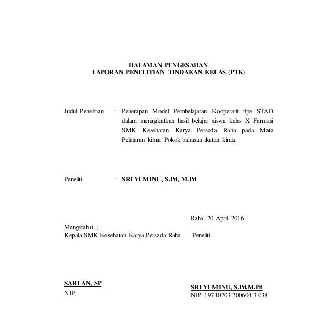 Contoh Surat Izin Penelitian Tindakan Kelas Contoh Surat