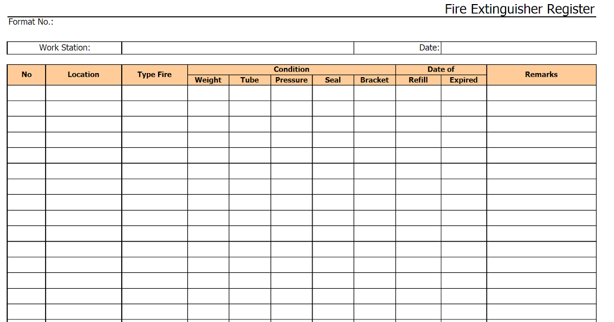 Fire Extinguisher Inspection Log Printable : Health Safety Inspection ...