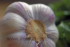 Veg - Garlic: Fresh Garlic Bulbs on Wooden Cut...