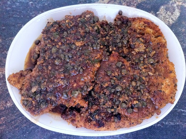Breaded Chicken Piccata with Lemon Caper Sauce Plated
