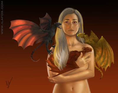 Ilustração Daenerys, Dragão, fogo, Game of Thrones, Guerra dos Tronos, passo a passo Ilustração by Ila Fox