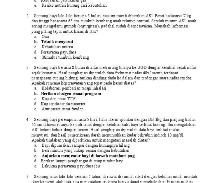 Contoh Soal Keperawatan Anak1 Beserta Jawaban Menurut Ukom