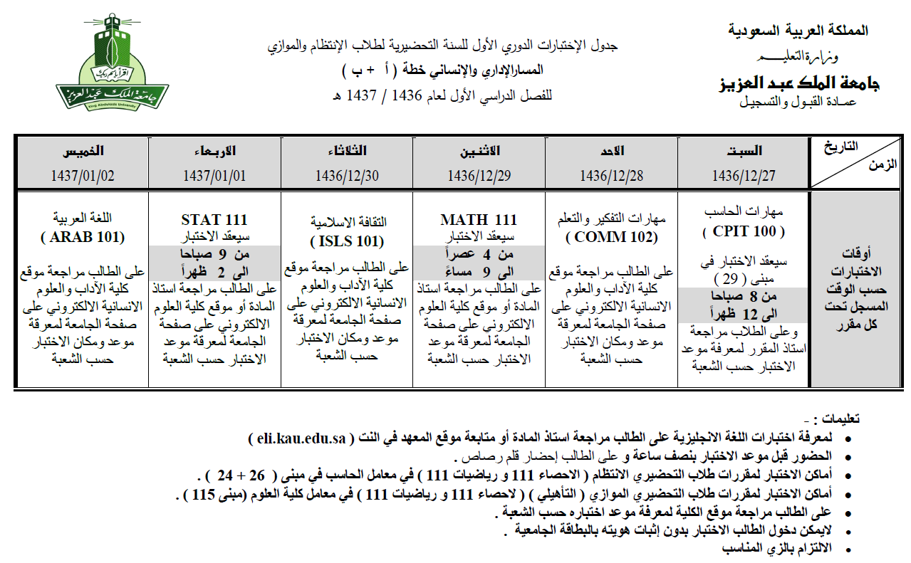 الترم الصيفي بجامعة الملك عبدالعزيز 147 1