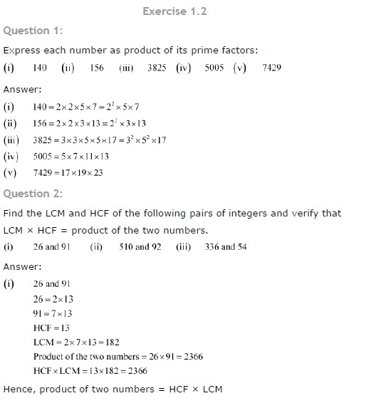 NCERT Solutions for Class 10th Maths Chapter 1 - Real Numbers