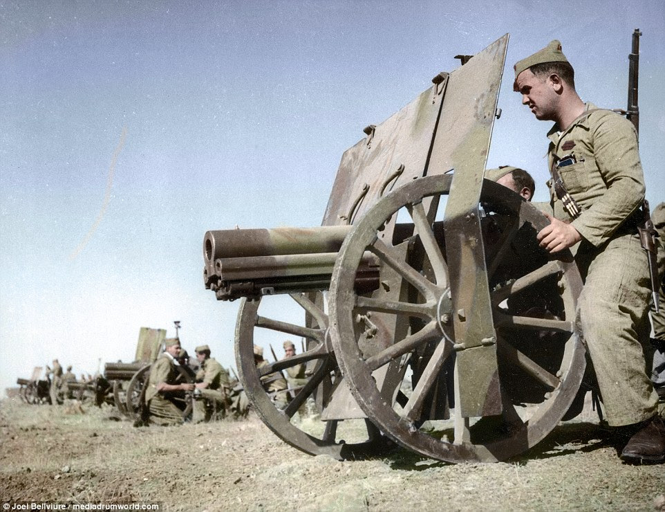 Francoist artillery positions to the west of Madrid in November, 1939. These guns participated in Franco's first assault on Madrid, with troops initially making their way into the city before being pushed back. That began a three-year siege of the capital that ended with its capture and brought the conflict to a close