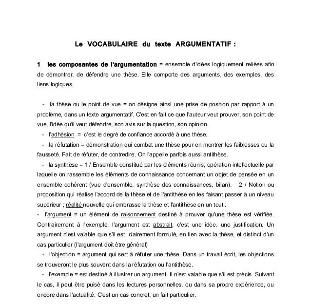 Exemple De These Texte Argumentatif  Titre De La Thèse