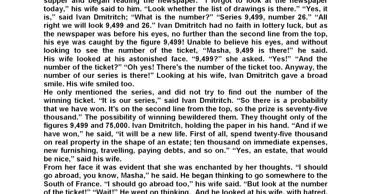 The Lottery Worksheet Answers