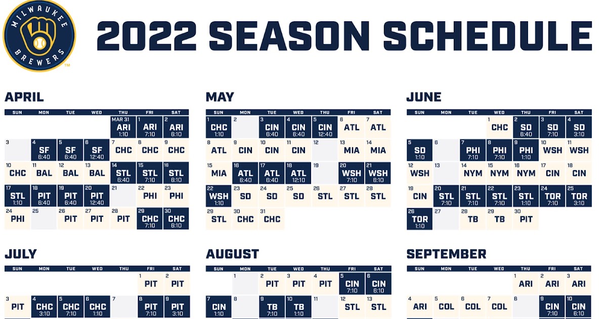 Milwaukee Brewers Free Printable Schedule