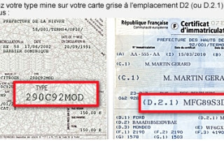 Formulaire pdf: Numéro dcertificat carte grise