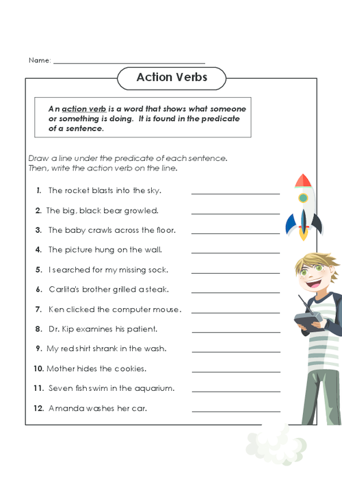4th Grade Verbs Worksheet Free
