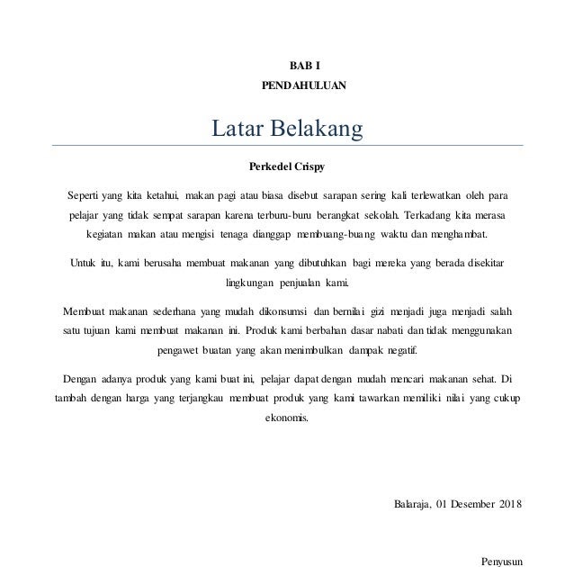Contoh Proposal Usaha Makanan Internasional