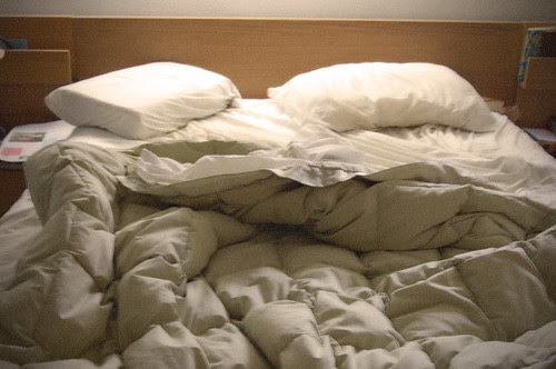 unmade bed