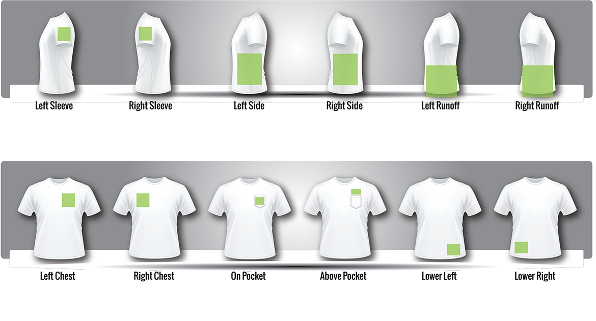 t shirt decal size chart