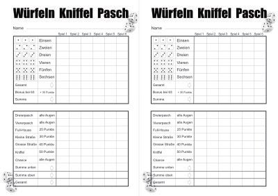 Kniffel Vorlage Kostenlos Ausdrucken A4 : Kniffel Vorlage Word