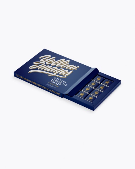Download Opened Matte Chocolate Box Half Side View Box Mockups PSD Mockup Templates