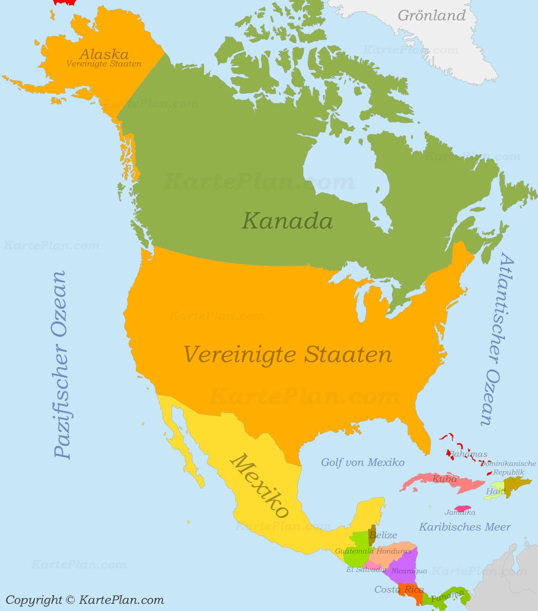 Nordamerika Karte | Acuraa