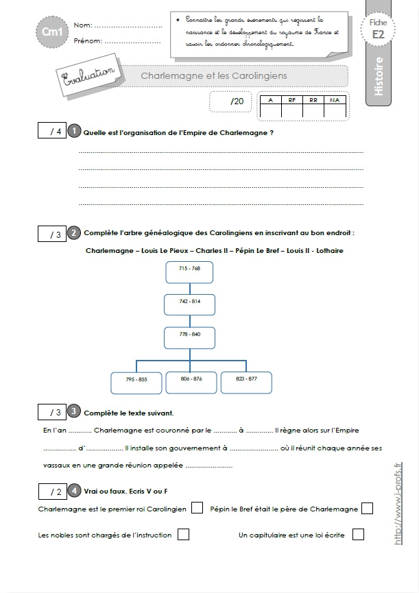 évaluation Clovis Et Charlemagne Cm1 Pdf Evaluation Histoire Cm1 Clovis Et Charlemagne - Aperçu Historique