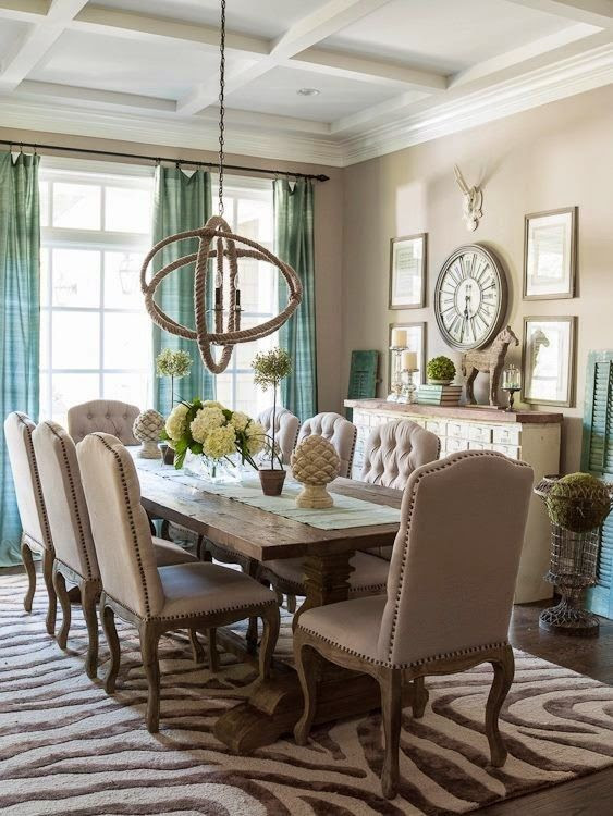 Tan and turquoise dining room in the Washington DC home of Christen Bensten of Blue Egg Brown Nest – photo: Helen Norman!