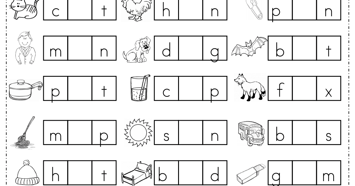 Consonant Vowel Consonant Worksheets For Kindergarten