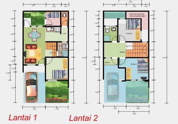 19 Terbaru Desain Rumah 2 Lantai 6x12 4 Kamar