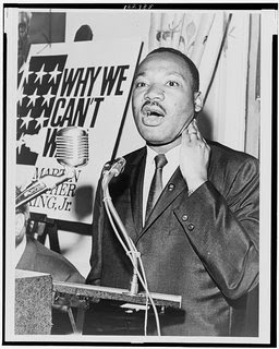 Martin Luther King, Jr. at a press conference