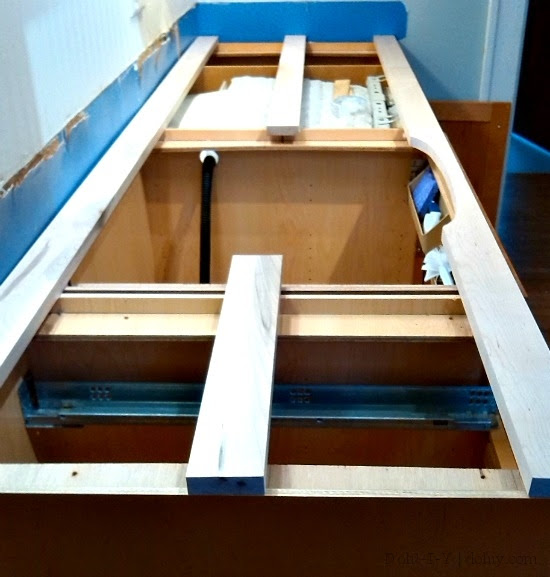 quartz dishwasher under sink installation install countertop diy countertops space saver rail installing then counter guides scullery