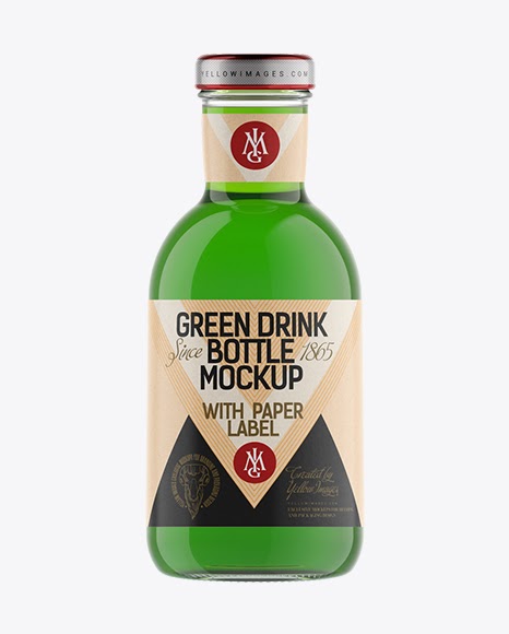 Download Download Clear Glass Green Drink Bottle Mockup PSD - Clear Glass Green Drink Bottle With Paper ...