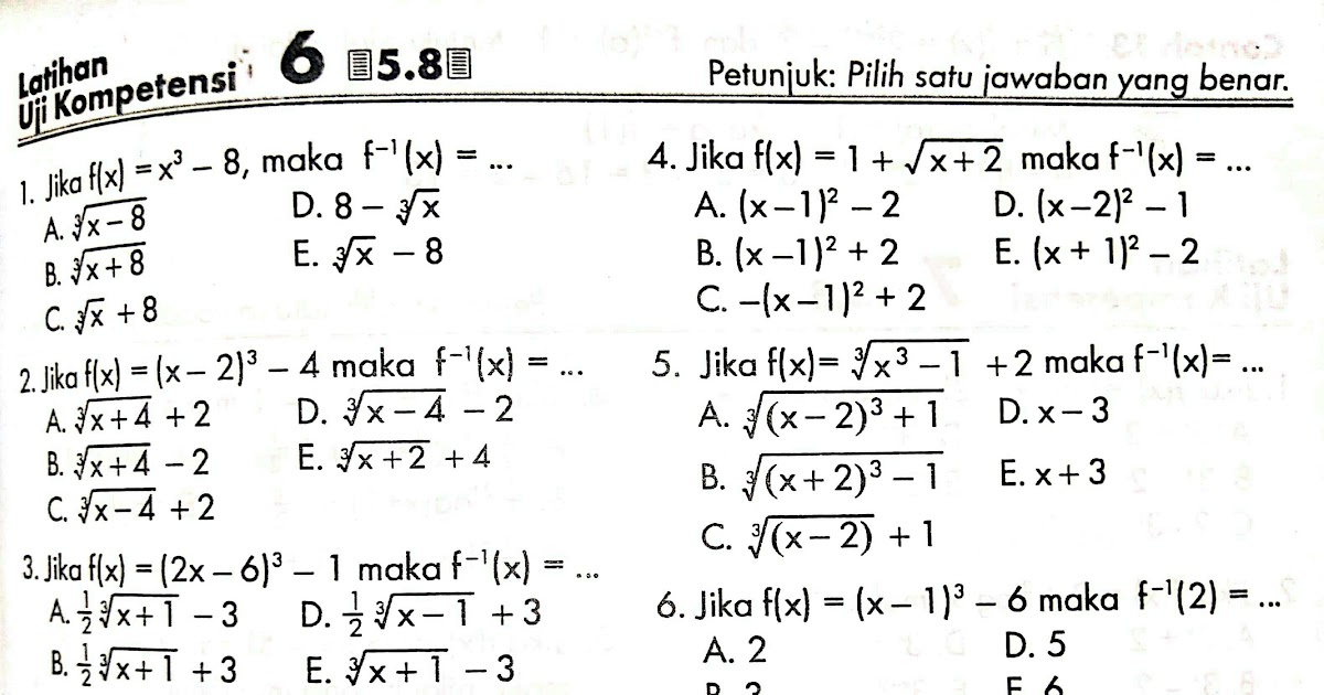 Contoh Soal: Contoh Soal Fungsi Matematika Wajib Kelas 10