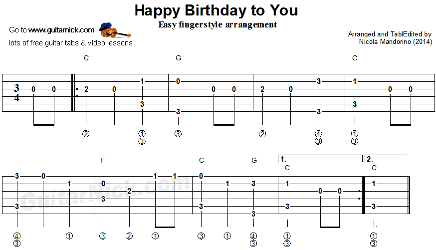 Joyeux Anniversaire Tablature Guitare Pro