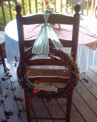 Wreath on back of chair