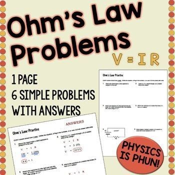 law ohm problems physics worksheet ohms teacherspayteachers practice choose board sold