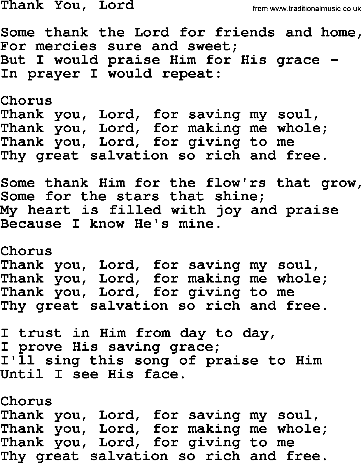 Thank You Lord You Ve Been So Good Lyrics Lyricswalls