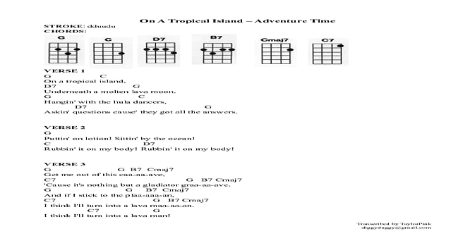 Adventure Time Ukulele Chords - Sheet and Chords Collection