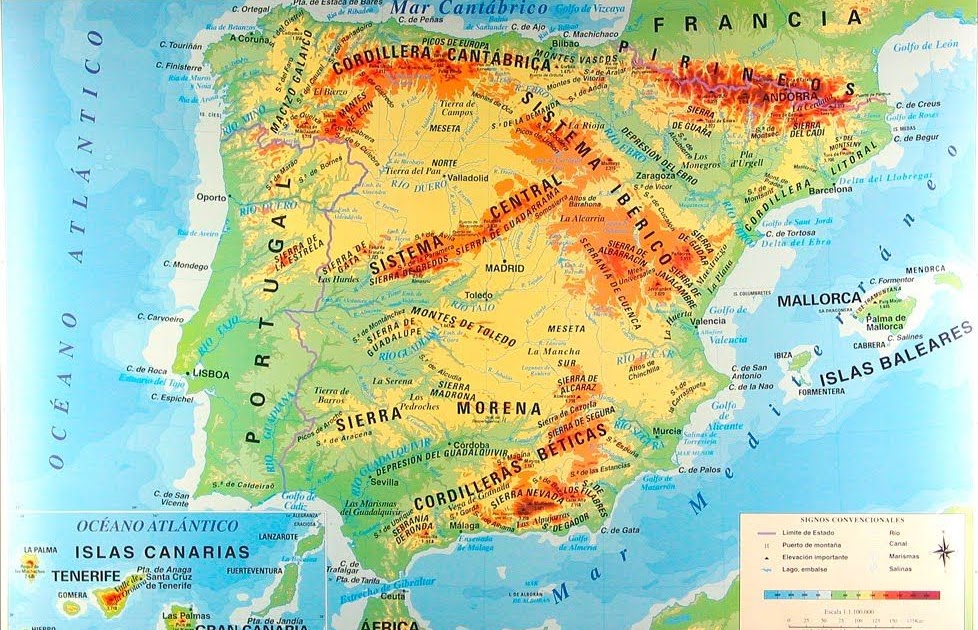 Mapa Orografico De España | Mapa De Rios