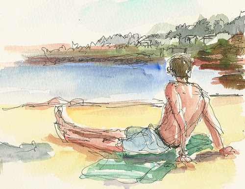 Man on West Beach, Stamford, CT